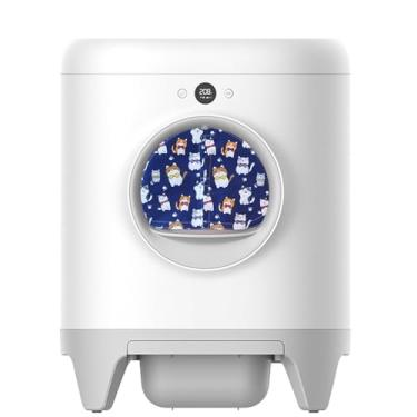 Imagem de Cortina para caixa de areia para gatos autolimpante, reduz o salto da areia do gato, impede os odores da caixa de areia autolimpante (azul, redondo)