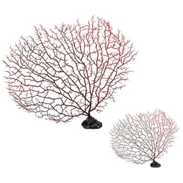 Imagem de Zorfeter 2 peças de decorações de coral para leque do mar vermelho, decoração de coral falso para aquário de paisagem de aquário (30 cm + 17 cm)