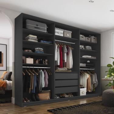 Imagem de Closet Casal 100% Mdf Bp 237cm 3 Gavetas Monreale Preto