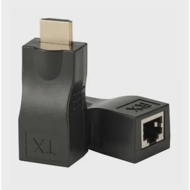 Imagem de Extensor Hdmi 3d 30 Metros Via 1 Cabo De Rede Rj45 Cat5e/6