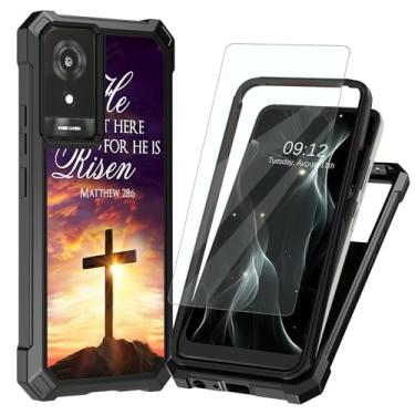 Imagem de BREIDMKFM Capa para celular TCL K24 com protetor de tela, para TCL 50 LE capa de telefone proteção de camada dupla PC rígido TPU macio bumper à prova de choque capa resistente para K23, Jesus Bible
