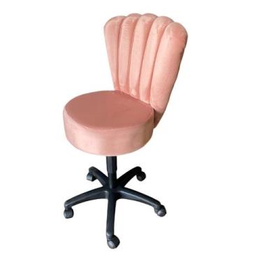 Imagem de Cadeira Mocho Pétala In9 Decor, Veludo Rose Gold Escuro - In9 Decor