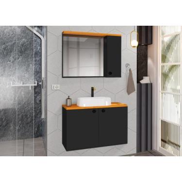 Imagem de Conjunto Para Banheiro Gabinete Suspenso com Cuba e Espelheira Madri P