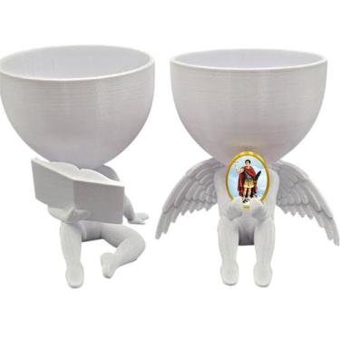 Imagem de Kit Decoração Santo Expedito Anjinho + Lendo Biblia - Point da Fe