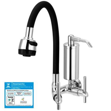Imagem de Torneira Gourmet de Cozinha Parede Com Filtro Preta C61 - Furkin