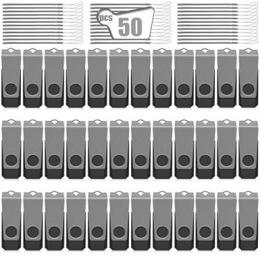 Imagem de AGECASH Unidades flash de 256 MB, pacote com 50, unidade flash USB 2.0, pacote com vários cartões de memória, pacote com 50 unidades para armazenamento de dados e backup, 50 peças, 256 MB, cinza