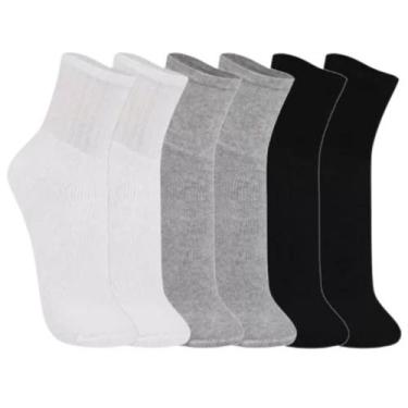 Imagem de Kit 6 Pares Meias Esportivas Trifil Cano Médio Algodão, Preto, Branco,
