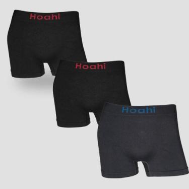 Imagem de Kit 3 Cuecas Boxer Lisa Masculina Sem Costura Poliamida - Hoahi, 2 pre