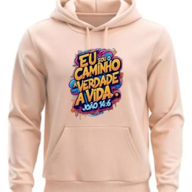 Imagem de Moletom Estampado Com Capoz Eu Sou o Caminho e Verdade - Hs, Bege, G