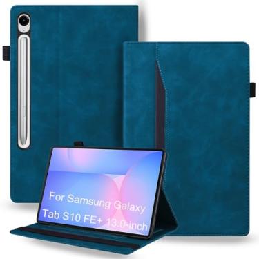Imagem de DWaybox Capa para Samsung Galaxy Tab S10 FE+ / S10 FE Plus 33.3 cm modelo 2025 (SM-X620 / X626B) – Couro PU retrô à prova de choque + capa traseira de TPU flexível com alça de aderência e