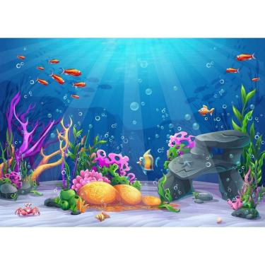 Imagem de Painel Retangular 3D Sublimado Fundo Do Mar 2,0X1,5 Frt-1140