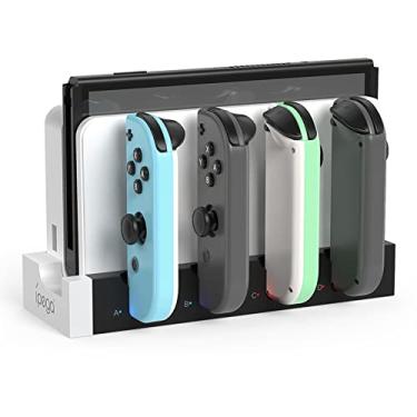 Imagem de Base de carregamento compatível com Joycons Nintendo Switch e Switch, modelo OLED, estação de carregamento para Joycon carrega até 6 peças, estação de suporte de carregamento para Nintendo
