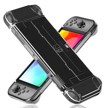 Imagem de [Versão melhorada] Capa transparente acoplável para Nintendo Switch OLED 2021, capa protetora FANPL para Switch OLED e controle Joy Con - forte e durável, não é fácil de cair (preto)