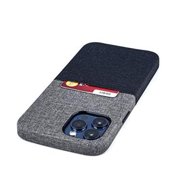 Imagem de Dockem Capa carteira Luxe M1 para iPhone 12 Pro Max: placa de metal integrada, projetada para montagem magnética: capa de cartão de couro sintético estilo lona ultra fina: série M [preta e cinza]