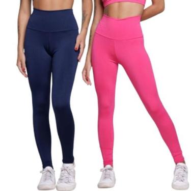 Imagem de KIT 2 Calça Legging Lisa Bella Fiore Cós Alto Roupa Para Academia Trei