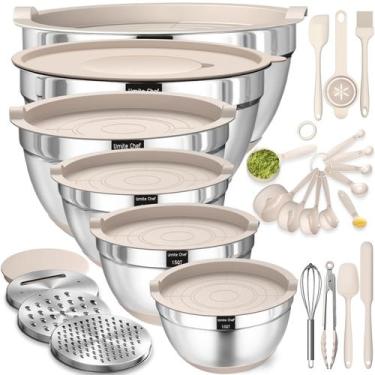 Imagem de Conjunto de taças de mistura Umite Chef em aço inoxidável com tampas h