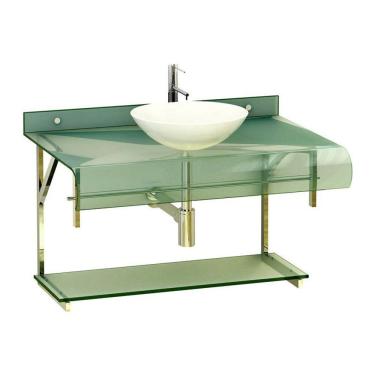 Imagem de Gabinete de Vidro Para Banheiro Com Cuba Redonda Vidro Verde
