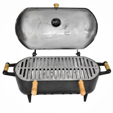 Imagem de Churrasqueira Alumínio Fundido Grosso Craqueada A Bafo Preta