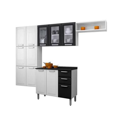 Imagem de Cozinha Itatiaia Kit Luce Branco/Preto Aço 4 Pecas Vidro Com Tampo C/IG3G2-105