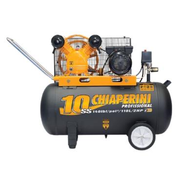 Imagem de Compressor Chiaperini 10 Ss 110 Litros 140 Libras 2 Cv Bivolt Monofásico Móvel