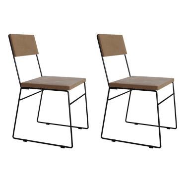 Imagem de Kit 2 Cadeiras De Jantar Estofada Málaga Base Cobre Veludo Marrom - Cor: Marrom