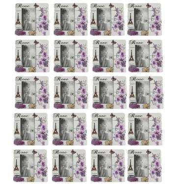 Imagem de Porta Retrato 10x15 Foto Moldura Paris Kit 20 Unidades Flores Enfeite Mesa Estante Prateleira Quarto