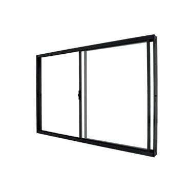 Imagem de Kit Com 2 Janelas De Alumínio De Correr 100x150cm 2 Folhas Vidro Liso C.r.v Preto