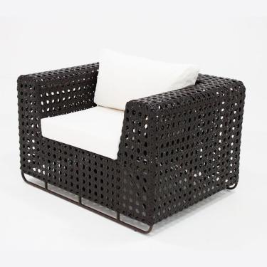 Imagem de Poltrona De Sala E Varanda Em Alumínio E Fibra Modelo Fúcsia Preto com Branco