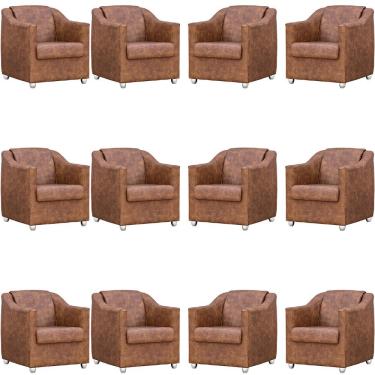 Imagem de Kit 12 Poltronas Mila Corino Cores Pé De Plástico Cromado - Peroba Corino