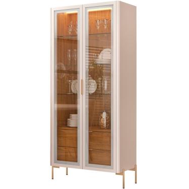 Imagem de Cristaleira De Jantar Bar Adega 02 Portas Tarsila D05 Off White Freijó