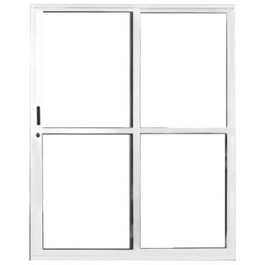 Imagem de Kit Com 2 Portas Sacada De Alumínio 2 Folhas 210 X 150cm Com Fechadura Linha 25 Branco