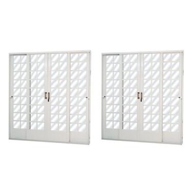 Imagem de Kit Com 2 Portas De Aço De Correr 215x200cm Minas Sul Mgm Branco