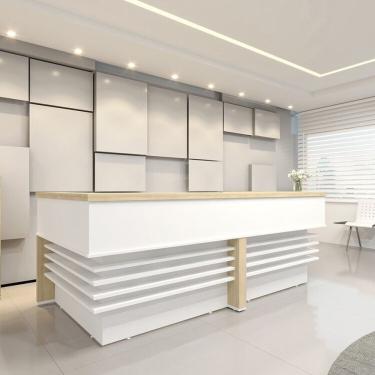 Imagem de Balcão Para Atendimento Recepção Em L 295,4cm X 147,7cm Carvalho Branco