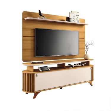 Imagem de Conjunto Decorativo Bancada E Painel Kirby Tv Até 70 Polegadas Cinamomo/off White G26 - Gran Belo