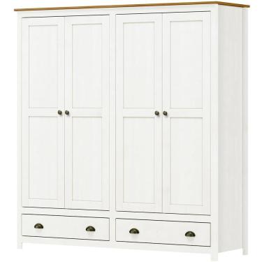 Imagem de Guarda Roupa 4p 2g Madeira Maciça 176 Cm 9105 Branco Freijo Milani Store