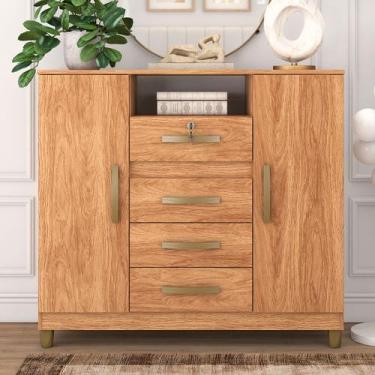 Imagem de Cômoda Angra 2 Portas 4 Gavetas Mel - Fellicci, Marrom