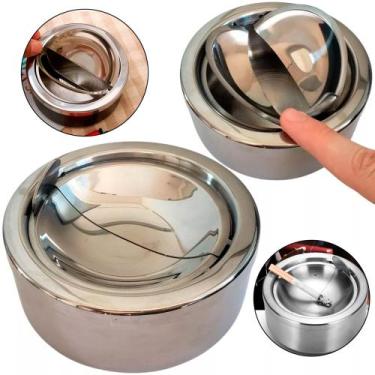Imagem de Cinzeiro De Inox Anti-cheiro Anti-vento Sem Fumaça Com Tampa - Things 