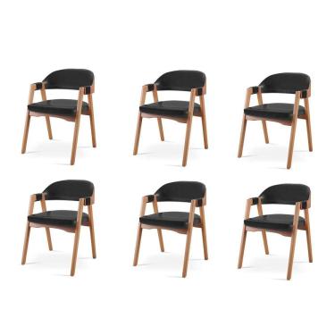 Imagem de Conjunto de Cadeiras para Sala de Jantar 6 Unidades Gaia Preto