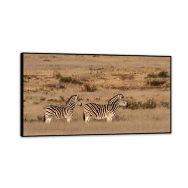 Imagem de Imagens de animais em preto e branco para decoração de parede Duas zebras animais selvagens na pastagem, impressão de cavalo, pintura de arte de parede de zebra, decoração de parede para sala de estar