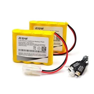 Imagem de elxjar (Pacote Com 2) Conector De Bateria Recarregável Níquel-Cádmio 4,8 V 1200 Mah 5557 Aa*4/5559 Para Brinquedos Rc, Eletrodomésticos, Equipamentos Iluminação Cabo Usb Carregamento