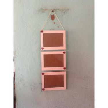 Imagem de porta retrato 3 fotos 10x15 com sisal - personalizadoslaser, Branco