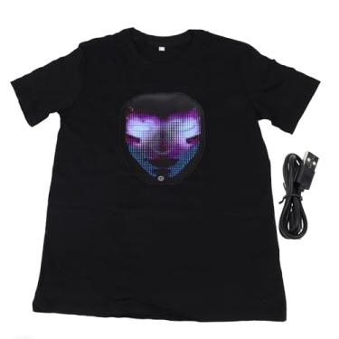 Imagem de QANYEGN Camiseta ilumina LED, camisetas de brilho de controle de aplicativos programáveis, camisa led piscando preto para decorações de festas de festa de nça adereços (Xl)