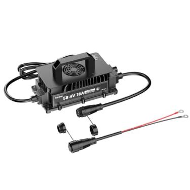 Imagem de Redodo Carregador De Bateria Lifepo4 Ip65 À Prova D'Água 58,4 V 18 A Para Baterias Lítio 48 (51,2 V), Com Proteção Múltipla, Status Em Led, Carregamento Inteligente 3 Estágios, Perfeito Carrinhos Go