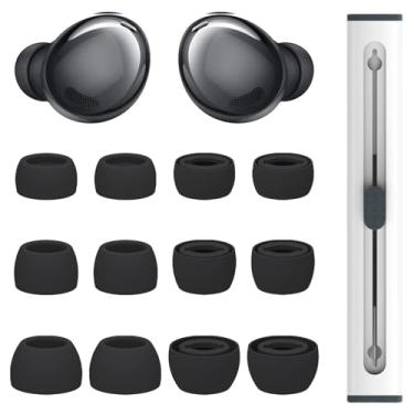 Imagem de UOWGA 6 Pares De Fones Ouvido Reposição Para Samsung Galaxy Buds Pro, Pontas Silicone Ouvido, Conjunto Com Encaixe Em Estojo, Auriculares, Protetor Auricular G/M/P (Preto Fantasma) (Preto)