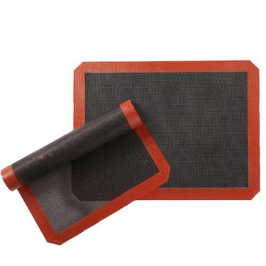 Imagem de Tapete de silicone com microperfurado, antiderrapante reutilizável Eclair perfurado, forro de forno para forno, bandeja de biscoitos, tapete de pizza, resistente ao calor, 42 x 29,5 cm (2, vermelho)