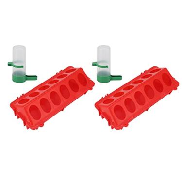 Imagem de Yctze YCTZE 2set Flip Automático Top Frango Alimentador de água e Dispensador de Alimentos Com Tampa de Prova Respingante - Wide Outlet Trough para Alimentação de Aves (S Waterante 60ml)