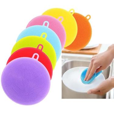 Imagem de Esponjas Silicone Lavar Louça 1 Unidade Antibacteriana Bucha Louça Cozinha