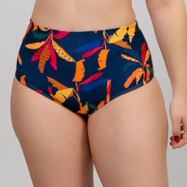 Imagem de Biquini Plus Size Calcinha Hot Pant Estampada Cintura Alta Proteção UV