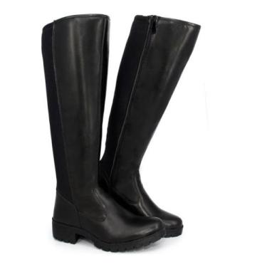 Imagem de bota montaria feminina ziper fivela - dona beja, Preto, 34