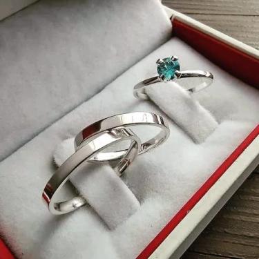 Imagem de Par de aliança 4 mm polida lisa - HR PRATA, 13 AO 33